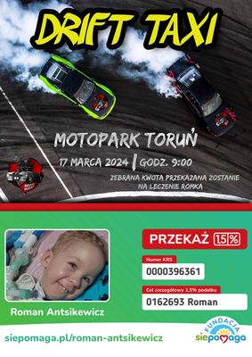 Charytatywne drift taxi dla Romka Toruń